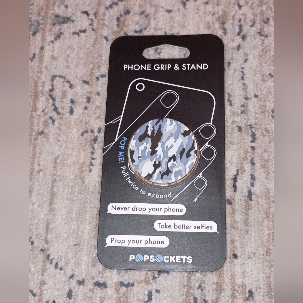 Phone Grip&Stand Gray Camo New With Tags